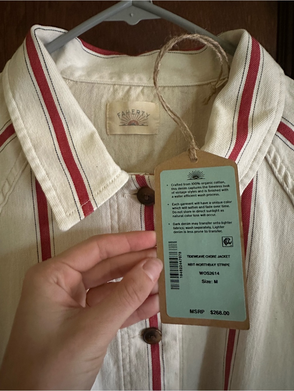 Faherty Cream Stipe Chore Jacket - Picture 2 of 3